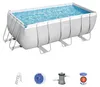 Piscina rettangolare grigio chiaro con struttura in acciaio Anteprima dell’immagine prodotto 2