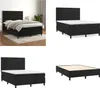 vidaXL Boxspringbett mit Matratze Schwarz 140x190 cm Samt - Produktbild-Vorschau 1