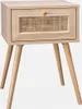Comodino effetto legno e intrecciatura cannage, 1 cassetto, Anteprima dell’immagine prodotto 1