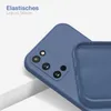 A close-up view of the back of a blue phone case, showing the camera cutout and the interior of the case. Produktbild-Vorschau