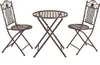 A three-piece bistro set consisting of a round table and two chairs, made of metal with an antique rust finish, displayed on a white background. Anteprima dell’immagine prodotto