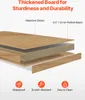 Diagram showing the layers of a thickened board for sturdiness and durability, with icons for waterproof, scratch-resistant, and easy to clean features. Voir les images du produit