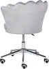 The back view of a gray velvet office chair with a silver base and wheels. Náhled obrázku produktu