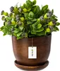 Pot en céramique rond avec soucoupe brun foncé 25 cm Voir les images du produit 10