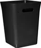 A black trash can with a smiley face logo and handles. Produktbild-Vorschau