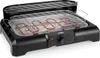 A black electric grill with a silver grill rack and red heating elements, shown from a slightly elevated front-left angle on a white background. Produktbild-Vorschau