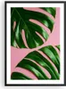 Gerahmtes Poster - Schwarzer Rahmen - Monstera Blatt Rosa - Produktbild-Vorschau 1