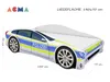 A police car-shaped children's bed with dimensions indicated. Anteprima dell’immagine prodotto