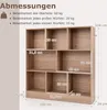 A diagram showing the dimensions and load capacity of a wooden bookshelf. Náhľad obrázku produktu
