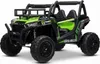 A green and black children's electric UTV is shown from a front-side angle against a white background. Produktbild-Vorschau