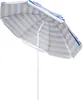 A striped beach umbrella with a white pole. Produktbild-Vorschau