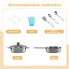COSTWAY Kinderküche, Spielküche Holz mit Zubehör, Tafel, Produktbild-Vorschau 3