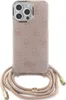 A pink Guess branded iPhone case with a crossbody cord. Anteprima dell’immagine prodotto
