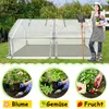 A collage showing a greenhouse and three smaller images of gardening activities: planting flowers, planting vegetables, and harvesting strawberries. Voir les images du produit