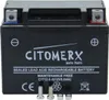 A black motorcycle battery with white text and logos. Produktbild-Vorschau