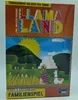 A board game box for "LLama Land" is shown, featuring a colorful illustration of a mountainous landscape with llamas, a pyramid, and a farmer. Produktbild-Vorschau