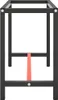 A black metal workbench frame with a red support bar in the middle, shown from the front. Náhled obrázku produktu