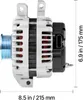 Side view of a car alternator with dimensions indicated. Anteprima dell’immagine prodotto