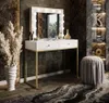 Schminktisch BLANCO GOLD mit Spiegel und LED-Beleuchtung,  Produktbild-Vorschau 1