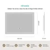 A diagram of an LED bathroom mirror with dimensions and feature icons. Podgląd zdjęcia produktu