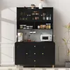 Hochschrank mit Lochbrett & Massivholzbeinen, Barschrank Produktbild-Vorschau 1