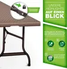 A close-up of a folding table with marketing text and icons on the right side. Anteprima dell’immagine prodotto