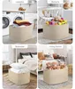 Panier à linge pliable, 63 litres, en coton tressé, beige, Voir les images du produit 6