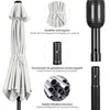 A collage of images showing different parts and features of a folded umbrella and its components. Produktbild-Vorschau