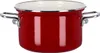 A red pot with silver handles and a silver rim, shown against a white background. Podgląd zdjęcia produktu