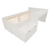 A white loft bed with a desk and storage drawers, shown from a diagonal angle against a white background. Produktbild-Vorschau