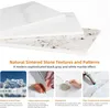 Marketing image showcasing different textures and patterns of sintered stone, with feature callouts. Produktbild-Vorschau