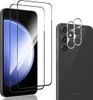 A product shot showing a smartphone screen protector and a camera lens protector next to a smartphone. Produktbild-Vorschau