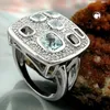 Ring Damenring Zirkonia aqua quadratische Form 925 Silber Produktbild-Vorschau 2