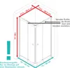 A diagram showing the dimensions and installation details of a corner shower enclosure. Produktbild-Vorschau