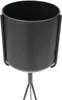 A black metal plant stand with a cylindrical pot on a white background. Anteprima dell’immagine prodotto