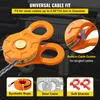 A collage of images showcasing a winch snatch block, its features, and compatible accessories like synthetic rope, steel cable, and soft shackles. Náhled obrázku produktu