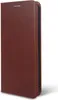 A brown leather flip case for a smartphone, shown from the side. Produktbild-Vorschau