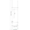 A diagram showing the dimensions of a white telescopic clothes rack. Produktbild-Vorschau