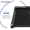 Close-up of a black treadmill with marketing text and graphics. Produktbild-Vorschau