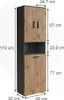 A diagram showing the dimensions of a tall cabinet with a laundry basket. Produktbild-Vorschau