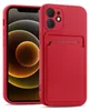 A red iPhone 12 case with a card slot is shown. Produktbild-Vorschau