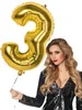 Folienballon Zahl 3 gold metallic 86cm Produktbild-Vorschau 2