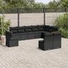 Möbel 10-tlg. Garten-Sofagarnitur mit Kissen Schwarz Poly Produktbild-Vorschau 1
