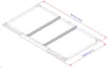 An isometric view of a metal substructure for a floor frame, with dimensions indicated. Produktbild-Vorschau