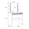 A technical drawing of a vanity table with dimensions indicated. Produktbild-Vorschau