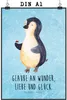 Mr. & Mrs. Panda Bild Pinguin Marienkäfer DIN A1 - Eisblau Produktbild-Vorschau 1