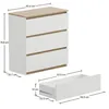 Komoda - 60x77x37 cm - biela - s 3 zásuvkami - stabilná - Náhľad obrázku produktu 3