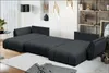 Schlafsofa U Form mit Ausziehfunktion, Bettsofa beige mit großer Liegefläche 149x230 cm und integrie Produktbild-Vorschau