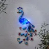 LED Solar Wanddeko PFAU - 6 kaltweiße LED - H: 52cm - Produktbild-Vorschau 1