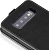 Close-up view of the back of a black smartphone case, showing the camera cutout and stitching. Produktbild-Vorschau